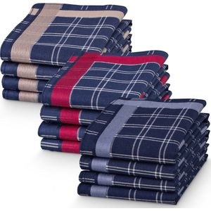 JEMIDI herenzakdoeken - 100% katoen - 40 x 40 cm - Set van 12 - donkerblauw