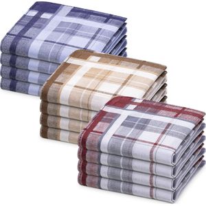 JEMIDI zakdoeken heren 100% katoen - 40 x 40 cm - Set van 12 - Herbruikbare zakdoeken voor volwassenen - In 3 kleuren