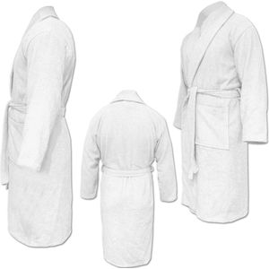 HOMELEVEL - Badstof Badjas - Wit - 100% Katoen - Voor Dames en Heren