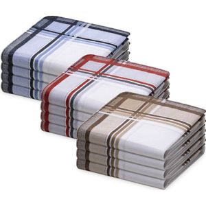JEMIDI zakdoeken heren 100% katoen - 40 x 40 cm - Set van 12 - Herbruikbare zakdoeken voor volwassenen - In 3 kleuren