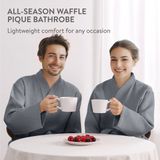 HOMELEVEL - Piqué Badjas - Antraciet - 100% Katoen - Voor Vrouwen en Mannen