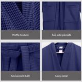 HOMELEVEL - Piqué - Badjas - Blauw - 100% Katoen