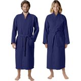 HOMELEVEL - Piqué - Badjas - Blauw - 100% Katoen