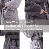 HOMELEVEL - Sherpa Omkeerbare Badjas - Antraciet/Grijs - Lamsvacht-look - Met Capuchon