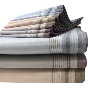 JEMIDI zakdoeken heren 100% katoen - 40 x 40 cm - Set van 12 - Herbruikbare zakdoeken voor volwassenen - In beige/crème/blauw