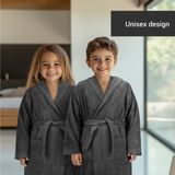 HOMELEVEL - Badstof Badjas - Antraciet - 100% Katoen - Voor Kinderen