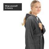 HOMELEVEL - Badstof Badjas - Antraciet - 100% Katoen - Voor Kinderen