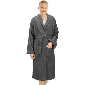 HOMELEVEL - Badstof Badjas - Antraciet - 100% Katoen - Voor Kinderen