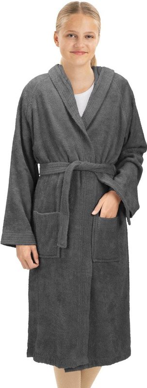 HOMELEVEL - Badstof Badjas - Antraciet - 100% Katoen - Voor Kinderen