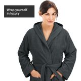 HOMELEVEL Badstof Badjas 100% Katoen Dames Heren Antraciet Maat M