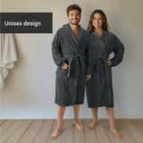 HOMELEVEL Badstof Badjas 100% Katoen Dames Heren Antraciet Maat M