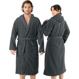 HOMELEVEL Badstof Badjas 100% Katoen Dames Heren Antraciet Maat M