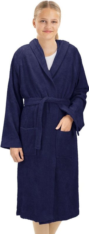 HOMELEVEL - Badstof Badjas - Donkerblauw - 100% Katoen - Voor Kinderen