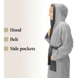 HOMELEVEL - Badstof Badjas - Lichtgrijs - 100% Katoen - Voor Kinderen