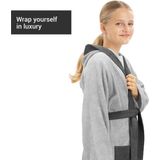 HOMELEVEL - Badstof Badjas - Lichtgrijs - 100% Katoen - Voor Kinderen