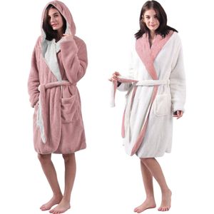 HOMELEVEL - Sherpa - Badjas - Omkeerbaar - Met Capuchon - Lamsvacht-look