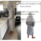 HOMELEVEL Sherpa Heren Omkeerbare Hooded Dressing Gown Huisjas Badjassen Winter Warm Lichtgrijs Maat M