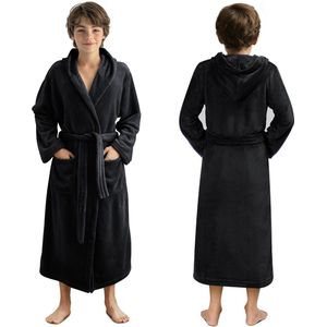 HOMELEVEL kinder badjas voor meisjes en jongens - Badjassen met capuchon - Voor kinderen en tieners van alle leeftijden - Microvezel ochtendjas