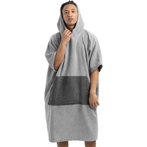 HOMELEVEL badponcho voor dames en heren - Maat L-XL strandponcho 100% katoen - Surfponcho volwassenen - Grijs