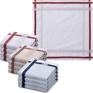 JEMIDI zakdoeken heren 100% katoen - 40 x 40 cm - Set van 12 - Herbruikbare zakdoeken voor volwassenen - In crème/grijs/blauw