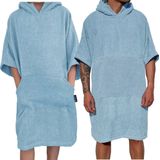 HOMELEVEL badponcho voor dames en heren - Maat S-M strandponcho 100% katoen - Surfponcho volwassenen - Lichtblauw