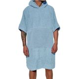 HOMELEVEL badponcho voor dames en heren - Maat S-M strandponcho 100% katoen - Surfponcho volwassenen - Lichtblauw