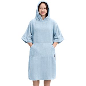 HOMELEVEL badstof poncho voor kinderen - Badponcho voor jongens en meisjes - Met capuchon en kangoeroezak - Strandponcho van 100% katoen