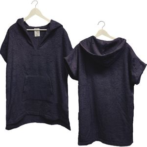 HOMELEVEL badstof poncho voor dames - Strandponcho 100% katoen - Met kangoeroezak en capuchon - In verschillende kleuren en maten