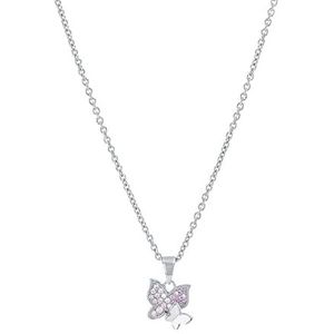 Prinzessin Lillifee Halsketting met hanger 925 sterling zilveren meisjeskinderketting, met zirkonia synth., 35 + 3 cm, paars, vlinder, geleverd in sieradengeschenkdoos, 2021103