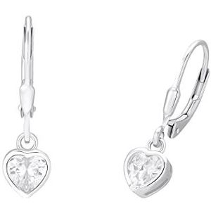 Prinzessin Lillifee Oorbellen 925 sterling zilveren meisjeskinderoorbellen, met zirkonia synth., 2,1 cm, hart, geleverd in sieradengeschenkdoosje
