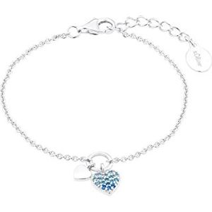 s.Oliver armband 925 sterling zilveren meisjesarmsieraden, met zirkonia synth., 14+2 cm, zilver, hartje, Wordt geleverd in geschenkverpakking, 2036454