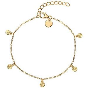 NOELANI Armband 925 Sterling Zilveren Dames Armsieraden, 16+3 cm, Goud, Munt, Wordt geleverd in Sieraden geschenkverpakking, 2030126