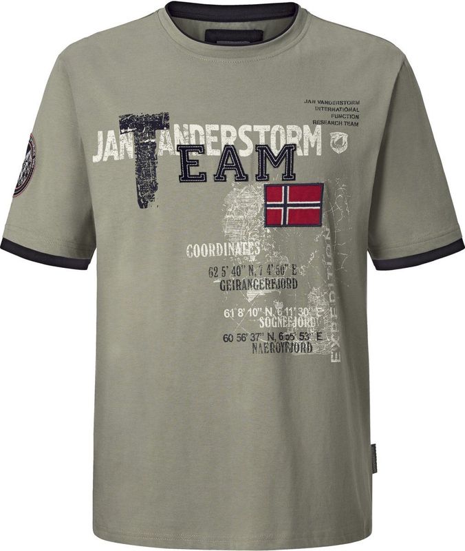Jan Vanderstorm - Shirt 'Sölve' - Kaki - T-shirt - Halve Mouw - Ronde Hals