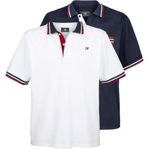 Jan Vanderstorm - JOHAN - Poloshirt - Marine/Wit - Set van 2, 100% Katoen, Losjes Vallend Model