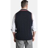 Charles Colby kabeltrui EARL CONSTANTINE Plus Size met contrastbies donkerblauw