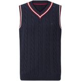 Charles Colby kabeltrui EARL CONSTANTINE Plus Size met contrastbies donkerblauw