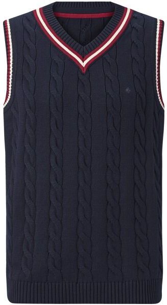 Charles Colby kabeltrui EARL CONSTANTINE Plus Size met contrastbies donkerblauw