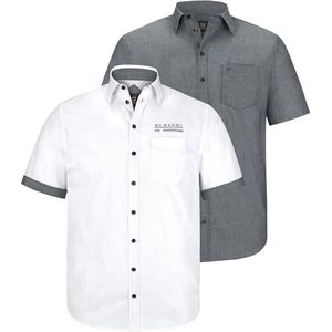 Jan Vanderstorm - Overhemd 'Evin' - Grijs/Wit - Katoen - 2 Pack