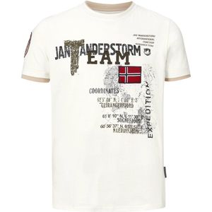 Jan Vanderstorm - Shirt 'Sölve' - Rood/Zwart/Offwhite - T-shirt