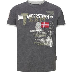 Jan Vanderstorm - Shirt 'Sölve' - Grijs/Rood/Wit - T-shirt
