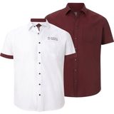 Jan Vanderstorm - Overhemd 'Evin' - Bourgogne/Wit - 2 Pack - Comfort Fit