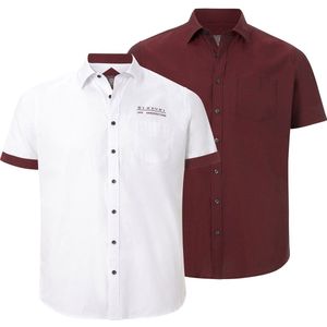 Jan Vanderstorm - Overhemd 'Evin' - Bourgogne/Wit - 2 Pack - Comfort Fit