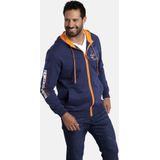 Jan Vanderstorm Sweatvest RODERICH Plus Size met Contrastbies Donkerblauw