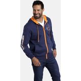 Jan Vanderstorm Sweatvest RODERICH Plus Size met Contrastbies Donkerblauw