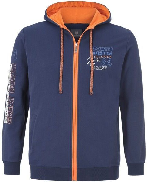 Jan Vanderstorm Sweatvest RODERICH Plus Size met Contrastbies Donkerblauw