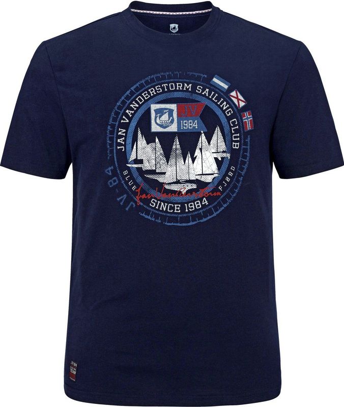 Jan Vanderstorm Oversized T-shirt TERNO Plus Size met Printopdruk Donkerblauw