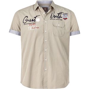 Jan Vanderstorm - AJULE - Overhemd - Beige - Korte Mouwen - Kreukarm Katoen