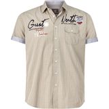 Jan Vanderstorm - AJULE - Overhemd - Beige - Korte Mouwen - Kreukarm Katoen