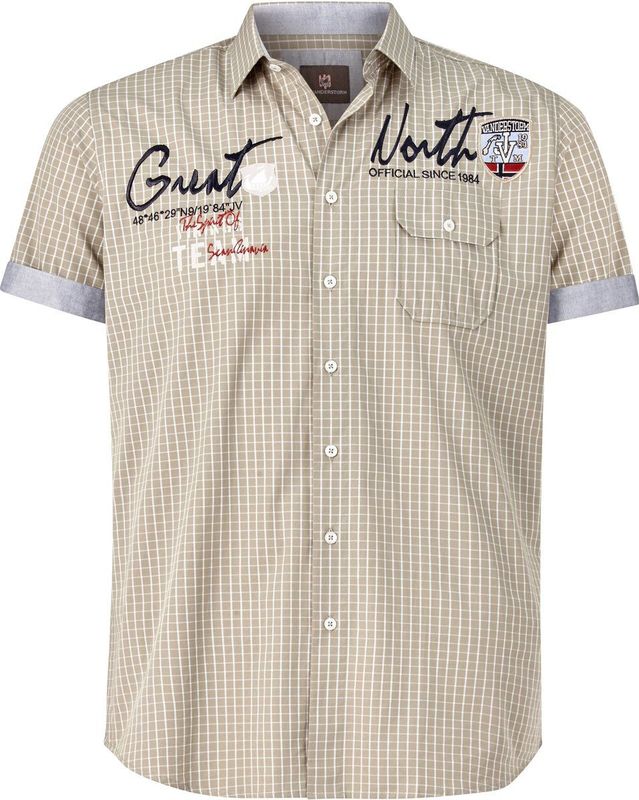 Jan Vanderstorm - AJULE - Overhemd - Beige - Korte Mouwen - Kreukarm Katoen