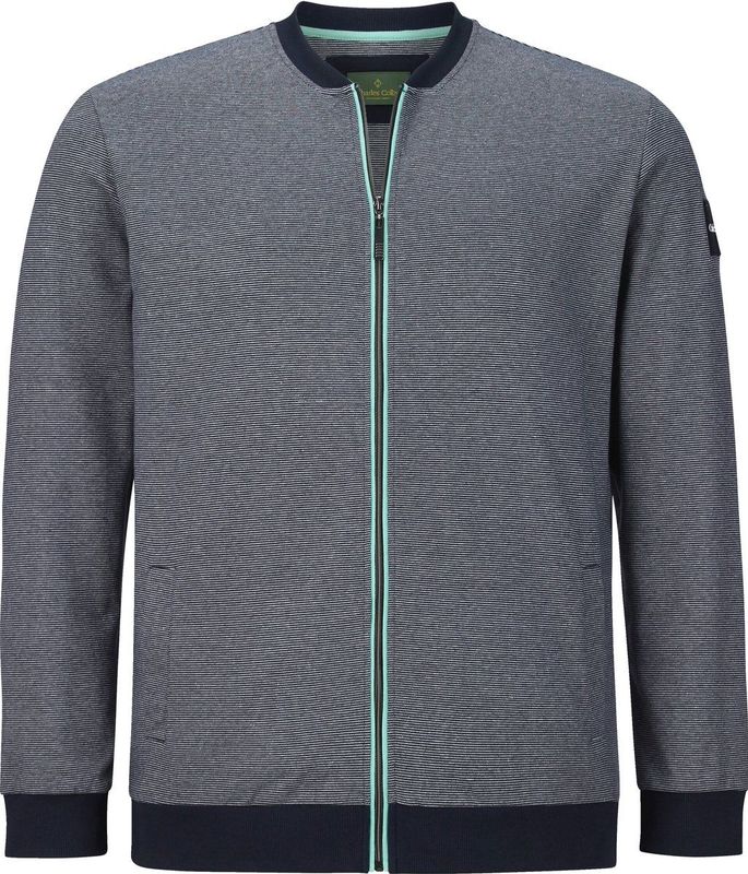 Charles Colby Gestreept Sweatvest DUKE MELVYN Plus Size Lichtblauw